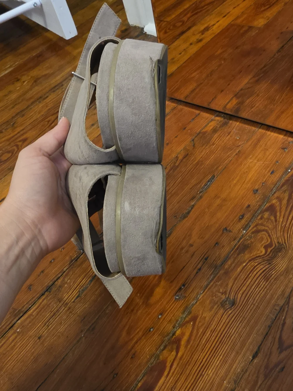 ASOS Taupe Suede Platform Sandals with Ankle Strap